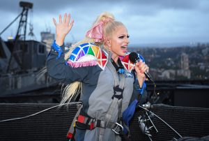 Courntey Act performing on top of the Sydney Harbour Bridge 