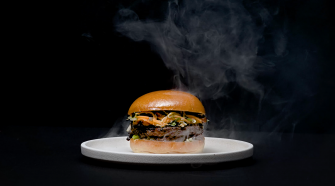 The Heston Fable Burger on a Black Background